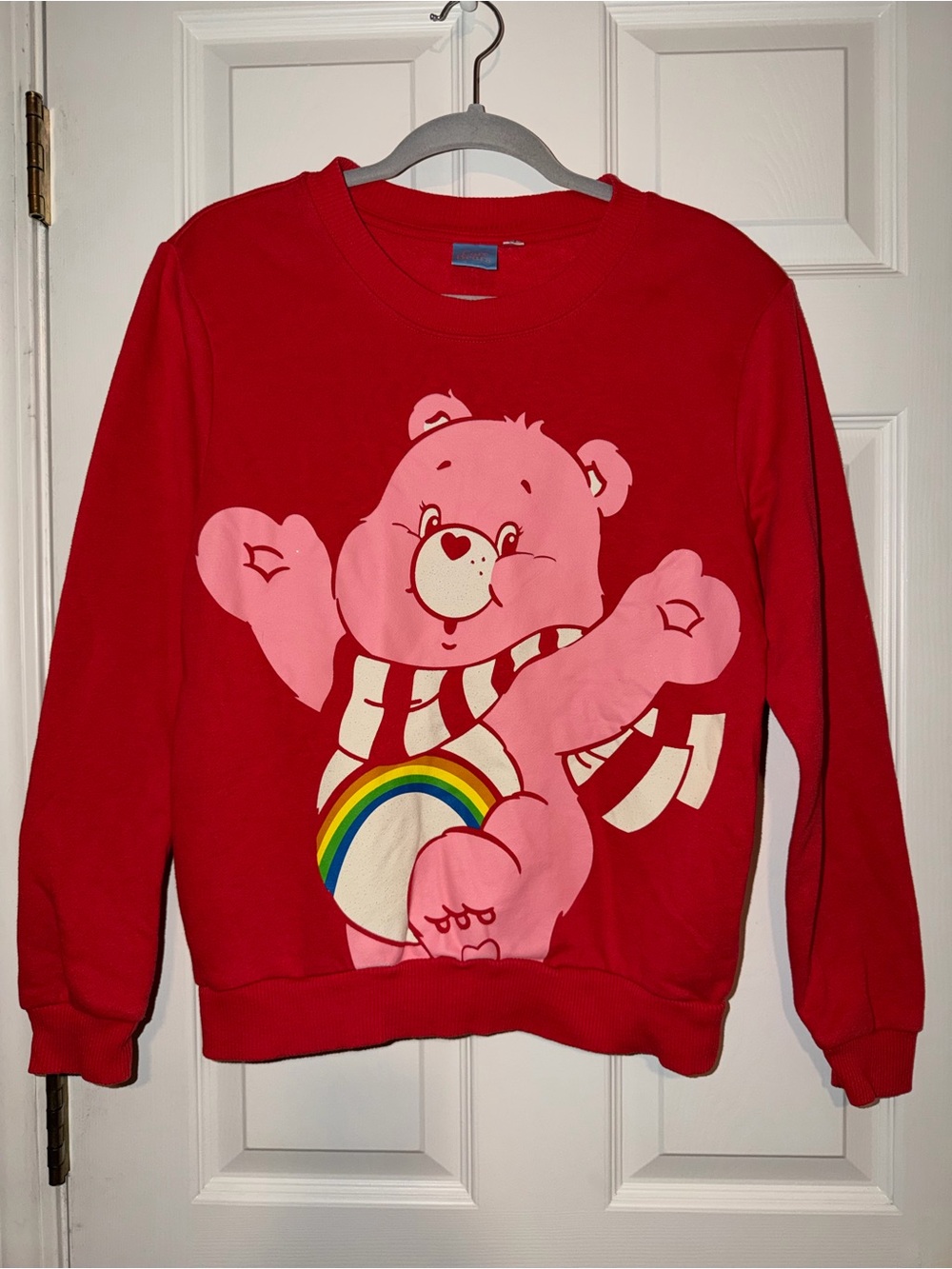 Care Bears Red Crewneck Sweatshirt with Pink Bear Accent‎
